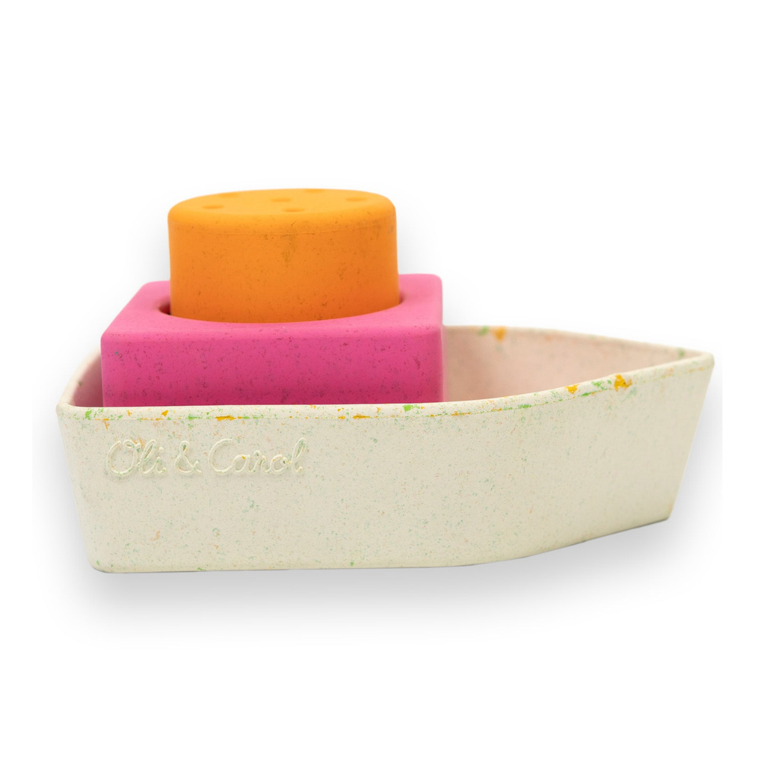 Upcycled Rubber Bath Toy Boat Orange