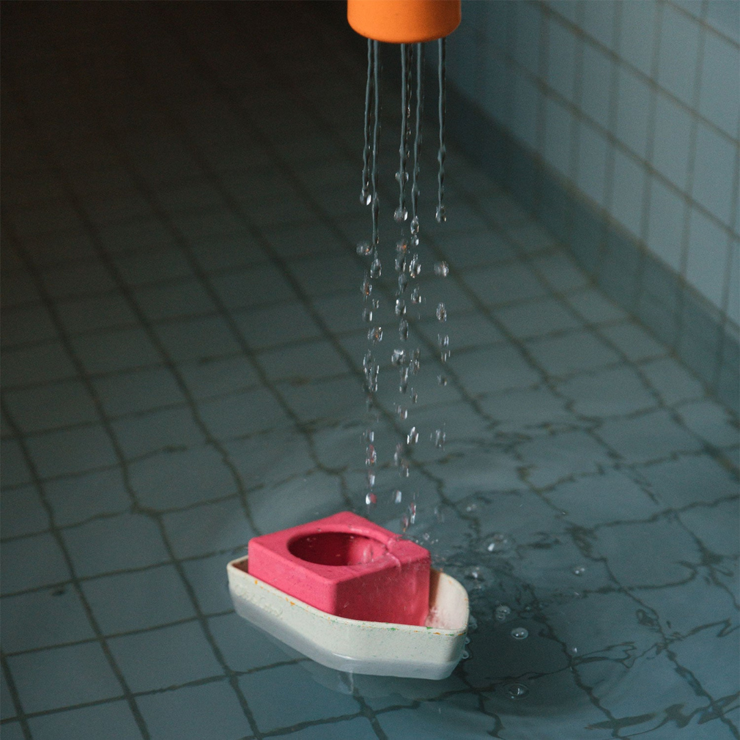 Upcycled Rubber Bath Toy Boat Orange