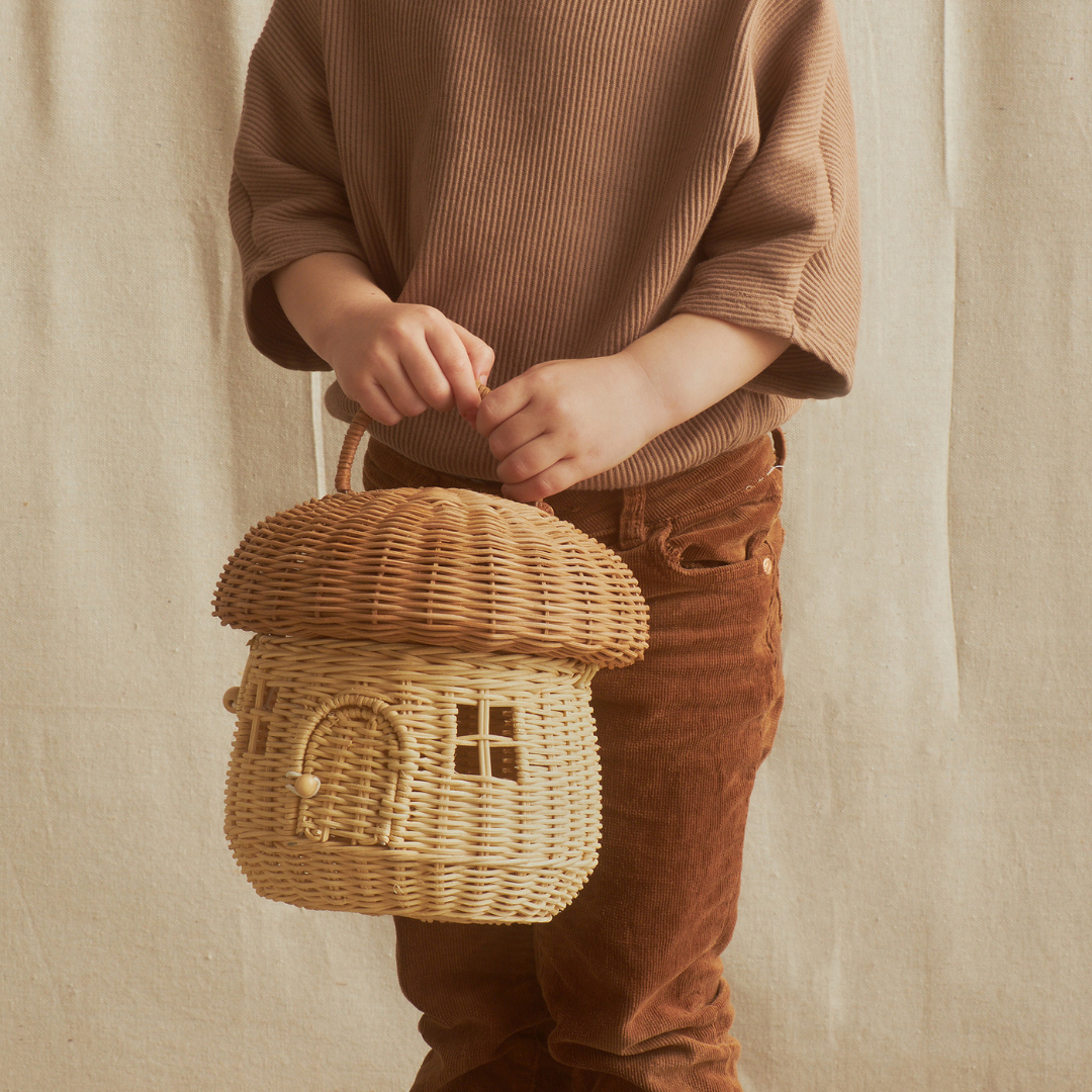 Olli Ella Rattan Mushroom Basket Natural