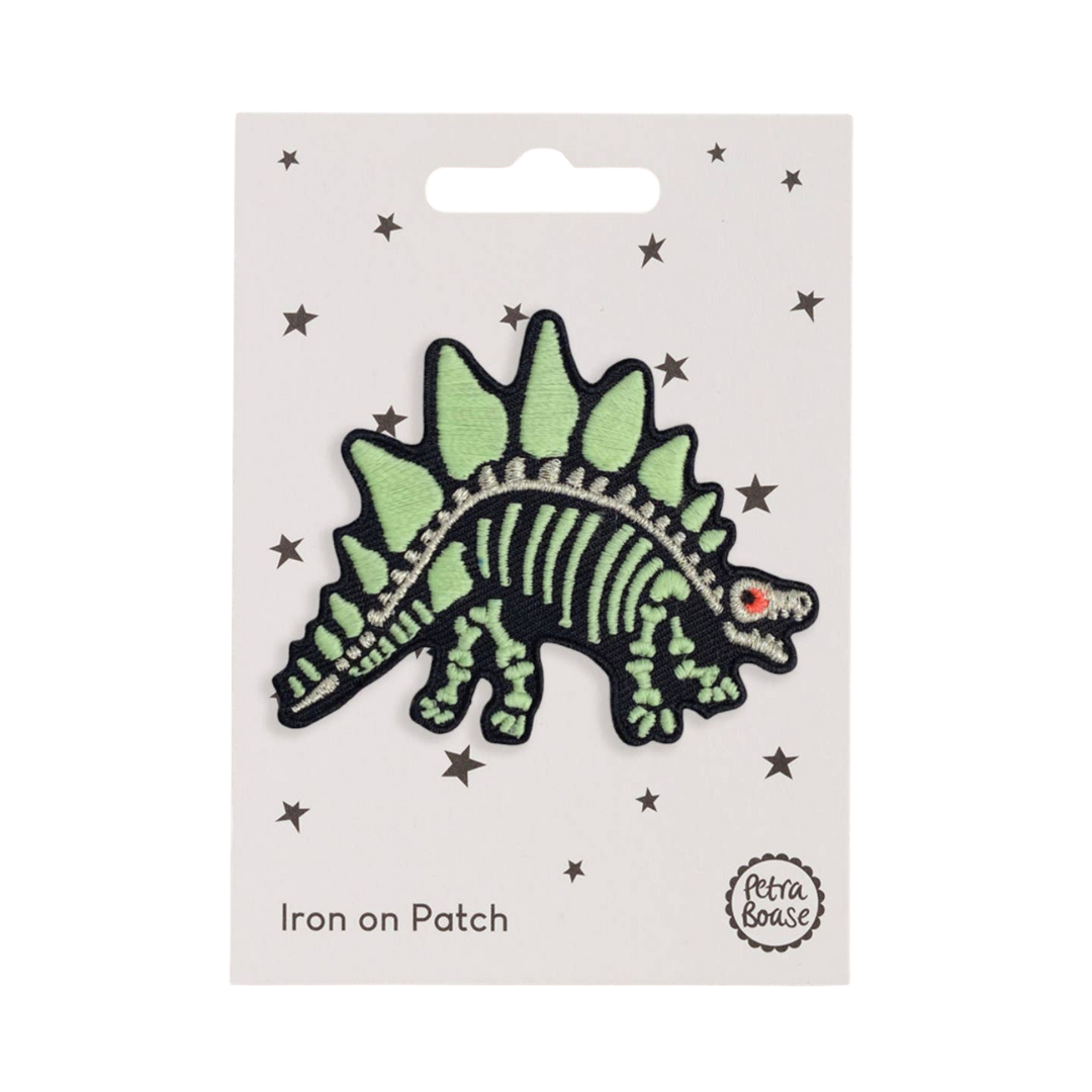 Dinosaur Skeleton Embroidered Iron-On Patch