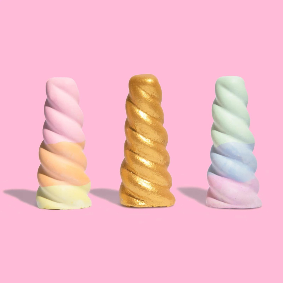 Rainbow Unicorn Horns Handmade Sidewalk Chalk - Set of 3