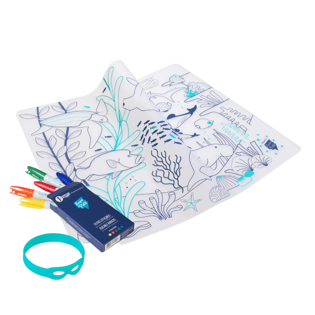 Reusable Colouring Placemat for Kids Wildlife Great Barrier Reef
