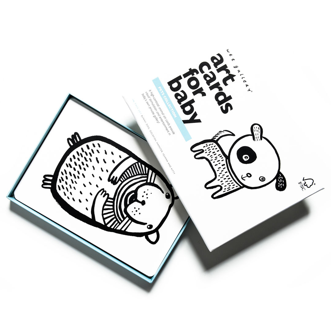Pet Animals Black & White Baby Art Cards