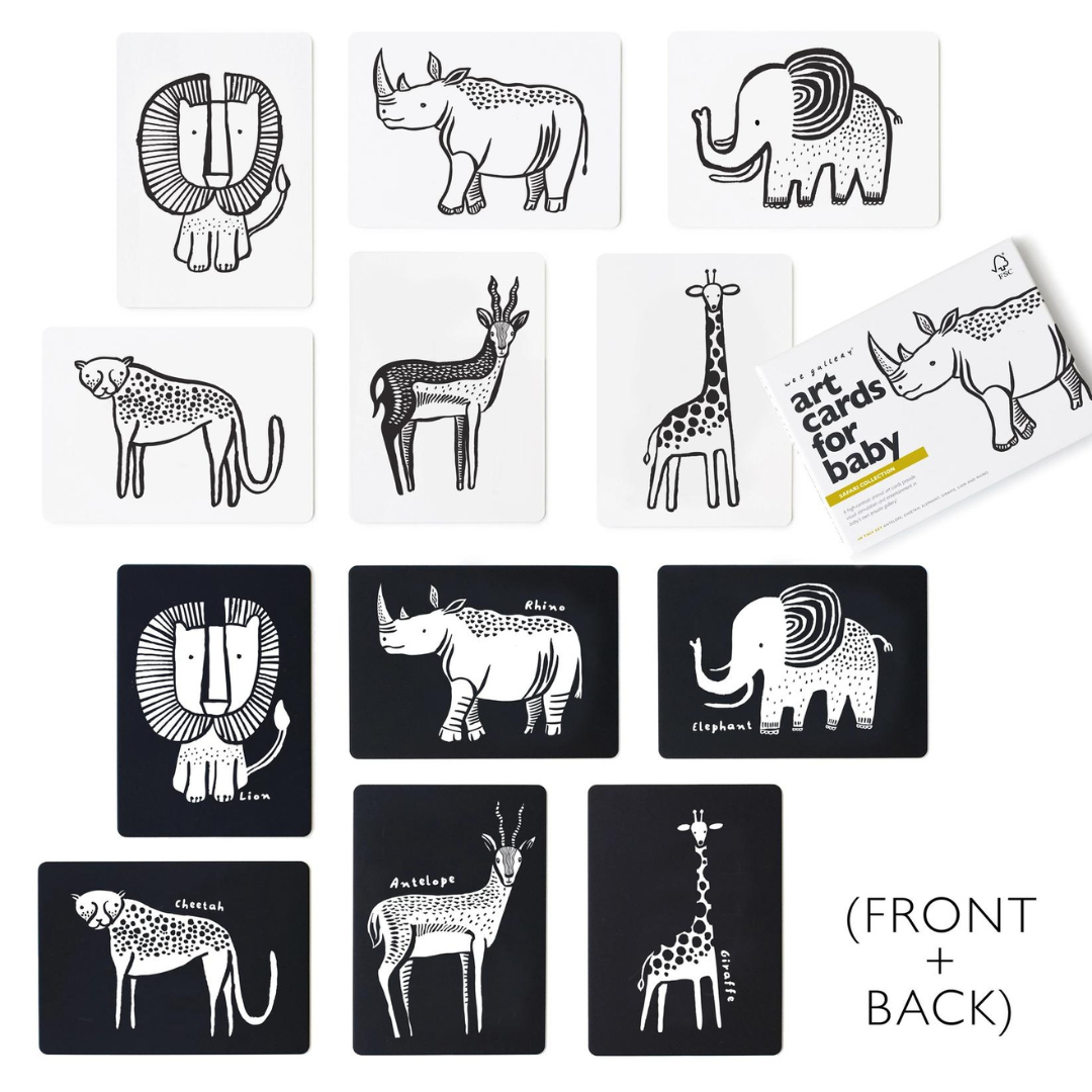 Safari Black & White Baby Art Cards