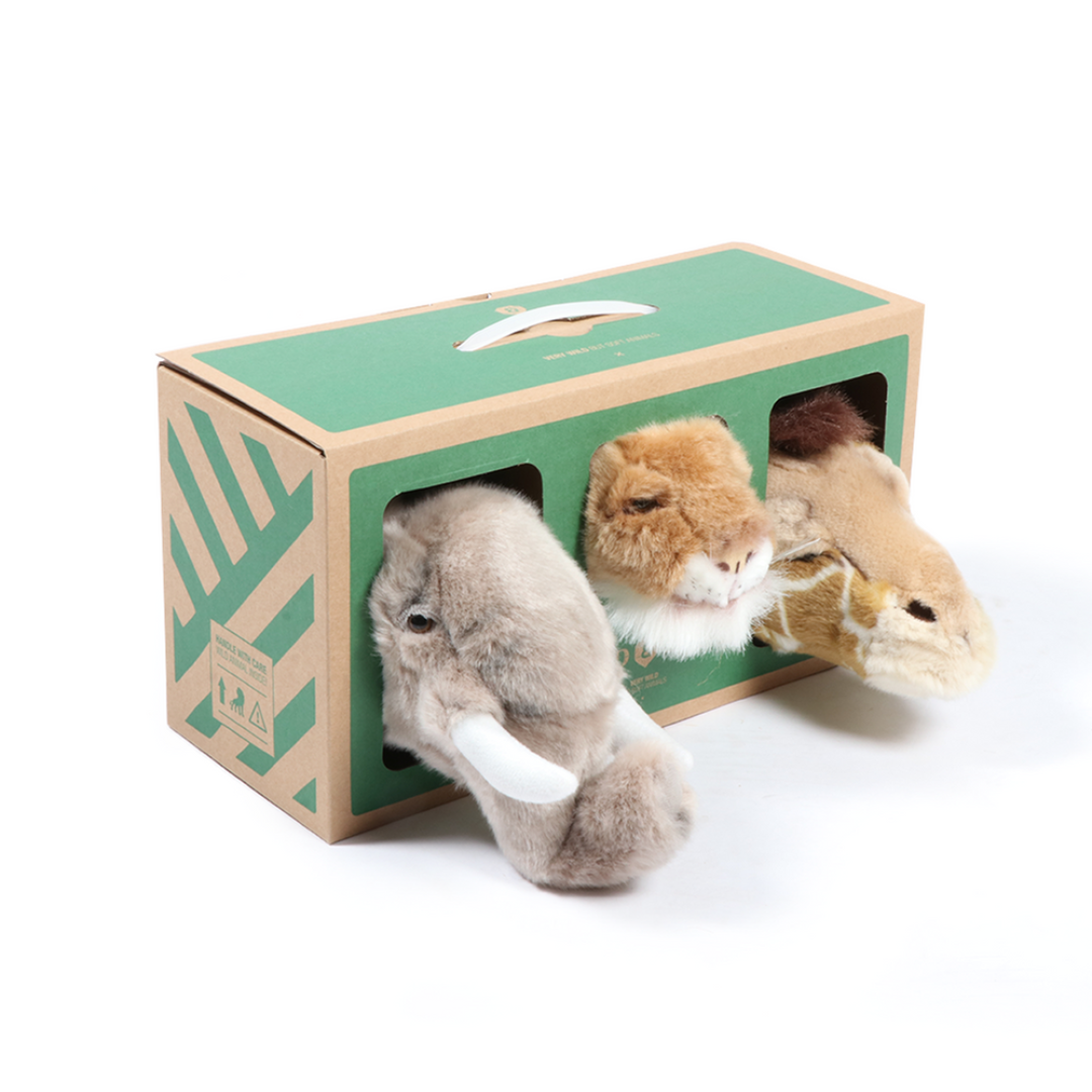 Wild & Soft Mini Heads Safari Animal Coat Hooks - Set Of 3