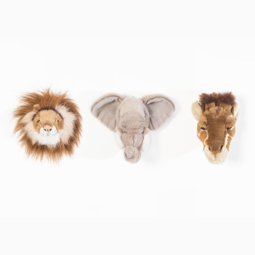 Wild & Soft Mini Heads Safari Animal Coat Hooks - Set Of 3