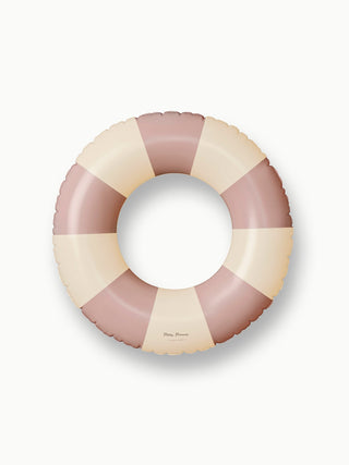Inflatable swim ring for kids in soft matte colour, Petites Pommes Anna Swim Ring 60cm French Rose, hand-printed Danish float with repair patch for pool days