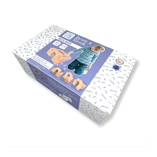 Large wooden building blocks set for kids 59 solid FSC beech pieces in cotton bag, Brick A Block Builder natural non-toxic construction set, ambitious building gift for ages 2 plus, made in Europe
