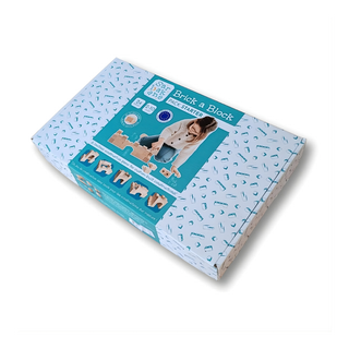 
Wooden building blocks for toddlers 24 solid FSC beech pieces in cotton bag, Brick A Block Starter natural non-toxic construction set, first building gift for children aged 2 plus, made in Europe