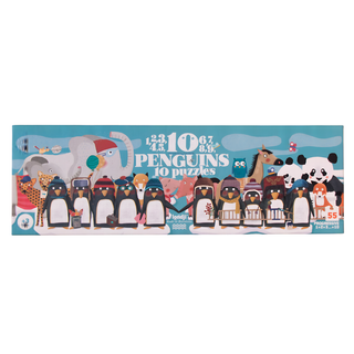 Counting puzzle set for kids teaching numbers 1 to 10 in illustrated gift box, Londji 10 Penguins progressive animal jigsaw for early maths learning, ages 3 plus