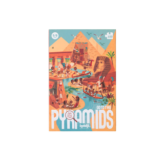 Ancient Egypt jigsaw puzzle for kids with 100 pieces and hidden character game in illustrated box, Londji Go to the Pyramids educational history puzzle, gift for ages 5 plus