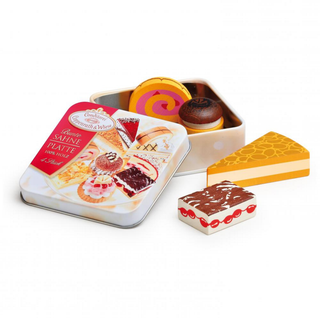 Erzi wooden play food cream pastry with licensed Coppenrath and Wiese design in hand-painted beech wood, made in Germany
