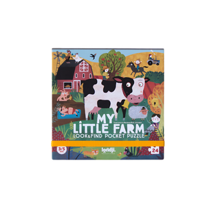 Farm animal jigsaw puzzle for kids in pocket-sized box with 24 pieces, Londji My Little Farm portable countryside puzzle, eco-friendly travel toy, ages 3 plus