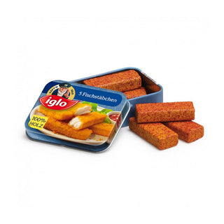Wooden play food for kids, Erzi Wooden Fish Fingers, beechwood pieces made in Germany for play kitchens and shop role play, ages 3 plus