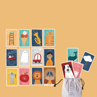 Orangutan action cards showing funny animal sounds and gestures to imitate and remember, Londji Orangutan Family Game hilarious memory game that gets everyone laughing