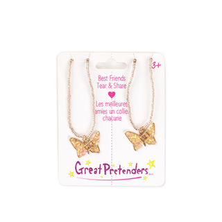 Kids' BFF butterfly friendship necklace set with split pendant for two best friends, nickel-free children's jewellery by Great Pretenders