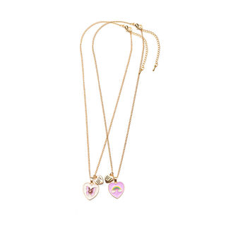 Children's rainbow butterfly BFF necklace with colourful enamel pendant on nickel-free chain, Great Pretenders friendship jewellery, two styles