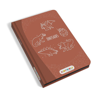 LCD drawing tablet for kids with illustrated cards to trace, Kidywolf Kidydraw Mini Dinosaurs, mess-free doodling at home and on journeys, ages 3 plus