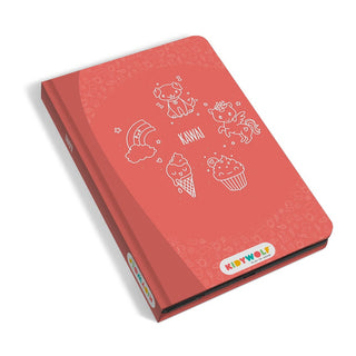 LCD drawing tablet for kids with illustrated cards to trace, Kidywolf Kidydraw Mini Kawaii, mess-free doodling at home and on journeys, ages 3 plus