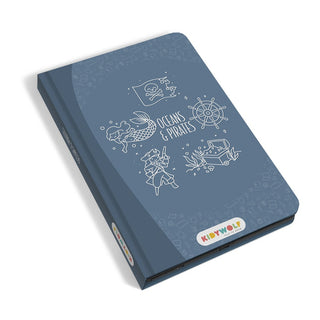 LCD drawing tablet for kids with illustrated cards to trace, Kidywolf Kidydraw Mini Oceans and Pirates, mess-free doodling at home and on journeys, ages 3 plus