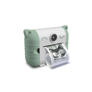 Kidywolf KidyPrint kids' thermal print camera in green with ink-free instant printing, 21 photo filters, stickers and magnets included
