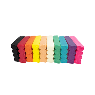 Loolipo Patacire 10 large modelling clay blocks in full spectrum from black through orange, yellow, white, green, blue, purple to pink, plant-based non-drying 300g bars for bulk sculpting