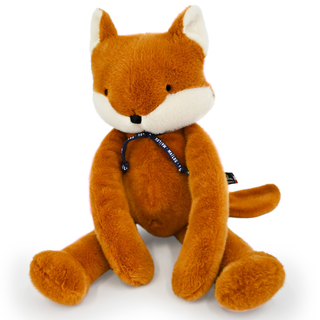 Grande peluche renard bio pour bébés 56 cm, couleur brun fauve, Maïlou Tradition Méloé certifiée GOTS, fabriquée à la main en France, cadeau traditionnel des bois dès la naissance.