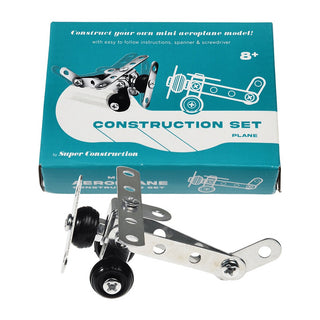 Mini metal construction kit for kids with tools included, Rex London Mini Construction Kit Aeroplane, hands-on building and fine motor skills, ages 6 plus