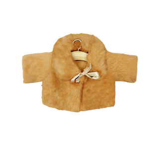 Doll faux fur coat for 34cm Gordis in camel with cotton lining, Minikane Aglaé plush outerwear, winter doll wardrobe gift for children aged 3 plus, handmade in France