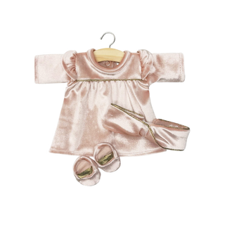 Doll velvet outfit for 34cm Gordis in old rose with top, bottoms and accessory, Minikane three-piece elegant set, special occasion doll dressing gift for ages 3 plus, handmade in France