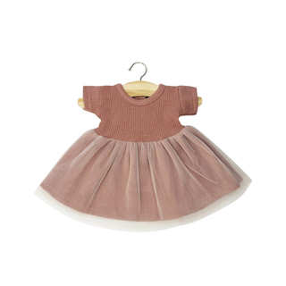 Robe tutu pour poupée Gordis de 34 cm en tulle rose argile avec corsage en coton à manches courtes, tenue Minikane Rosana inspirée du ballet, vêtements de danse pour poupées à partir de 3 ans, fabriqués à la main en France.