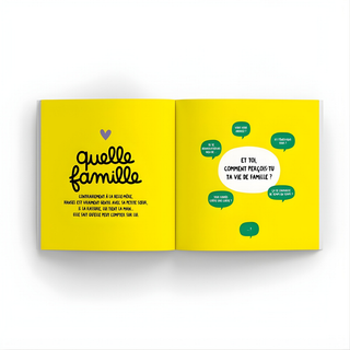 Livre de contes « Hansel et Gretel » ouvert, présentant des suggestions pour la mise en scène en français ; conte interactif de Minus Éditions visant à développer les compétences narratives et l'assurance scénique des enfants francophones