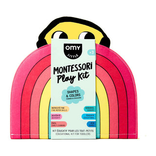 Montessori felt play kit for toddlers with reusable velcro pieces, OMY Montessori Play Kit Shape and Colours, quiet-time sensory activities, designed in Paris, from birth