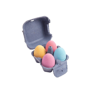 Egg-shaped bath bombs for kids set of 4 in cheerful colours, Nailmatic Cluck Cluck gentle fizzing formula, Easter gift and stocking filler for children aged 3 plus, made in France