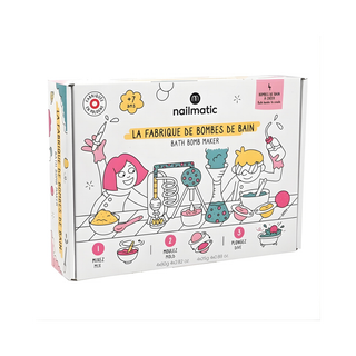 DIY bath bomb craft kit for kids with moulds, colours and safe ingredients, Nailmatic Bath Bomber Maker science and art activity, creative gift for children aged 6 plus, made in France