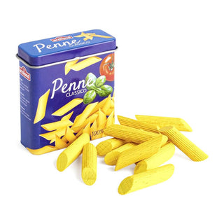Wooden play food for kids, Erzi Wooden Noodles in a Tin, beechwood pieces made in Germany for play kitchens and shop role play, ages 3 plus