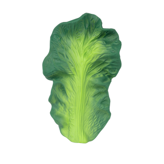 Oli & Carol Kendall the Kale baby teether in hand-painted Hevea rubber with wavy green leaf texture and veined detail