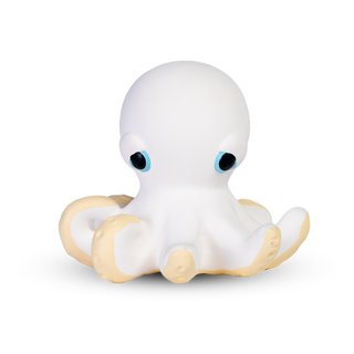 Oli & Carol Orlando the Octopus natural rubber bath toy with blue eyes and eight cream tentacles, hand-painted Hevea rubber