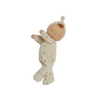 Musical sleepy doll for kids with built-in lullaby and closing eyes in buttercream, Olli Ella Lullaby Dozy Dinkum Lyra weighted bedtime companion, calming gift for ages 3 plus, designed in Australia
