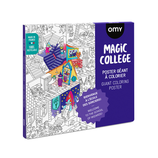 Castle colouring poster for kids 70 x 100 cm with dragons, princesses and hidden treasure, OMY giant fantasy poster on 120gr paper, imaginative play gift, made in France