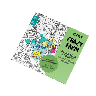 Farm colouring poster for kids 70 x 100 cm with cows, chickens, pigs and tractors, OMY giant farmyard scene on 120gr paper, screen-free toddler activity, made in France