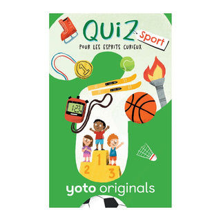 Screen-free French-language audio card for kids with stories and sound effects, Yoto Quiz pour les esprits curieux : sport for Yoto Player and Yoto Mini, quiet time and travel listening, ages 3 plus