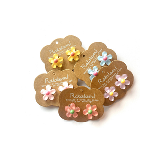 Clip-on flower earrings for kids with padded comfort clips and no piercing needed, Ratatam Kids children's jewellery accessory, dress-up gift for girls aged 3 plus, designed in Lille, France