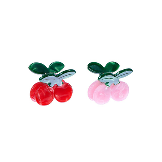 Cherry-shaped claw clips in colourful acetate with recycled metal, Rockahula Kids set of 2 fruity hair accessories for children, summer birthday gift, ages 3 plus