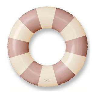 Inflatable swim ring for kids in soft matte colour, Petites Pommes Sally Swim Ring 90cm French Rose, hand-printed Danish float with repair patch for pool days