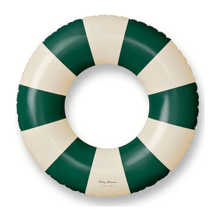Inflatable swim ring for kids in soft matte colour, Petites Pommes Sally Swim Ring 90cm Oxford Green, hand-printed Danish float with repair patch for pool days