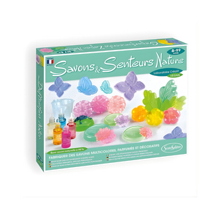 Soap making kit for kids with glycerine base, natural fragrances and flower moulds, Sentosphère Soaps and Scents cosmetic-grade DIY craft, handmade gift activity for ages 8 plus