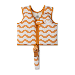 Swim vest for children 1 to 2 years with buoyant foam panels, Swim Essentials Orange Surfer vest with adjustable straps, builds water confidence