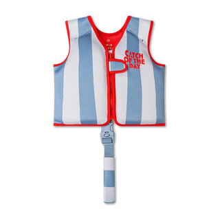 Swim vest for children 3 to 6 years with buoyant foam panels, Swim Essentials Red and Blue Catch of the Day vest with adjustable straps, builds water confidence