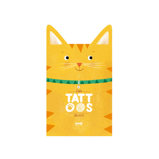 Temporary cat tattoos for kids with 10 illustrated designs in packaging, Londji Kids Temporary Tattoos Cats dermatologically tested non-toxic, party bag filler, ages 3 plus